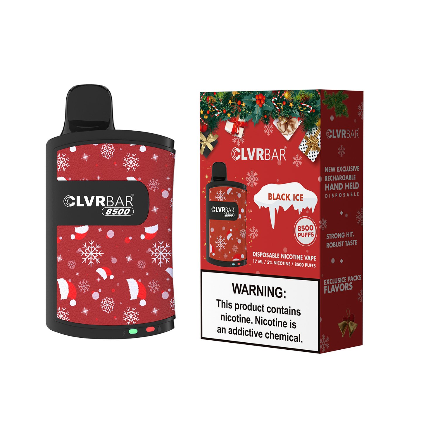 CLVRBAR disposable device 8500 Puffs- Black Ice(CHRISTMAS EDITION)