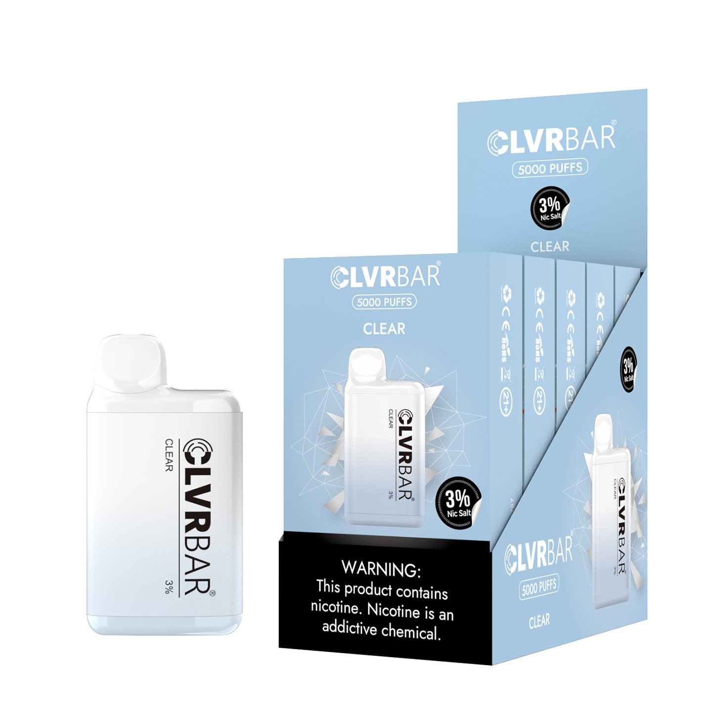 CLVRBAR 3% Nicotine Disposable Device (Clear - 5000 Puffs)